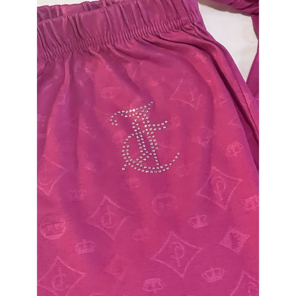 Juicy Couture 2pc Top Pants Pajamas Sz L Rhinestones Embossed Fairy Glam EUC - Picture 2 of 6